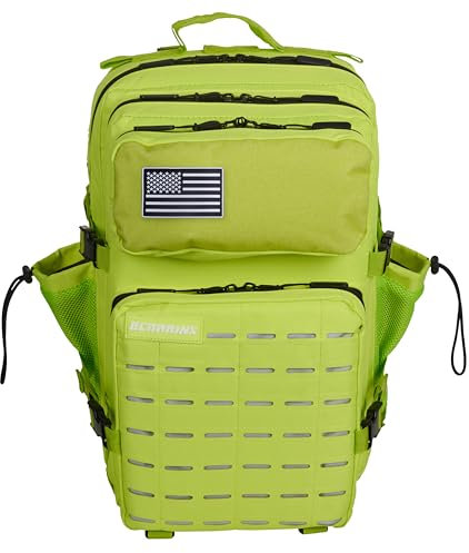 ELITRAINX V2 45L Sac à dos tactique imperméable avec compartiment pour chaussures et ordinateur portable, cabine d'avion, voyage, fermeture éclair imperméable Oxford 1000D par Elitex Training, citron