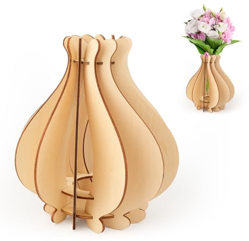 Btzthm Vase pour fleurs Lego - Puzzle en bois rotatif - Pour bouquet de fleurs Lego - Kit de bricolage en bois - Pour décoration de la maison, décoration de table, cadeau