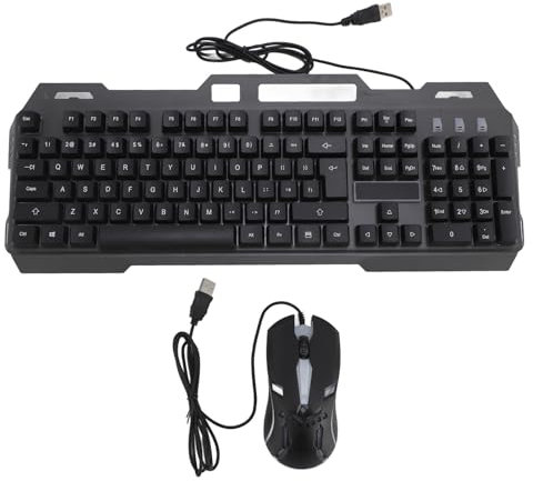 Set Tastiera e Mouse, Combinazione Tastiera e Mouse da Gioco a 104 Tasti con Retroilluminazione RGB, 1200 DPI, Tastiera e Mouse per PC, Tastiera e Mouse Cablati USB per Giochi