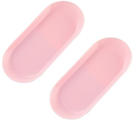 Plateau ovale en plastique de 18 x 8,5 cm, 2 plateaux de rangement décoratifs, plateau de rangement en plastique, rose