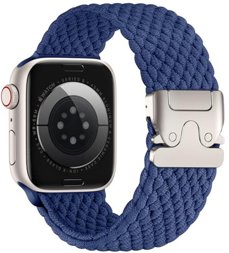 Epova Bracelet Tressé Compatible avec Apple Watch Bracelet 40mm 41mm 42mm 38mm - Homme Femme Élastique en Tissu Nylon Sport Bracelet pour iWatch SE 3 Series 11 10 9 8 7 6 5 4 3 2 1, Bleu