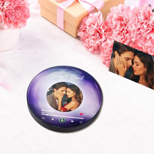 Custom Music Fridge Magnet Personalized Spotify Plaque Song Magnets Can Play Songs Refrigerator Music Album Heart Round Shape Fridge Magnets with Photo Built-in Music Gifts for Couples Lovers