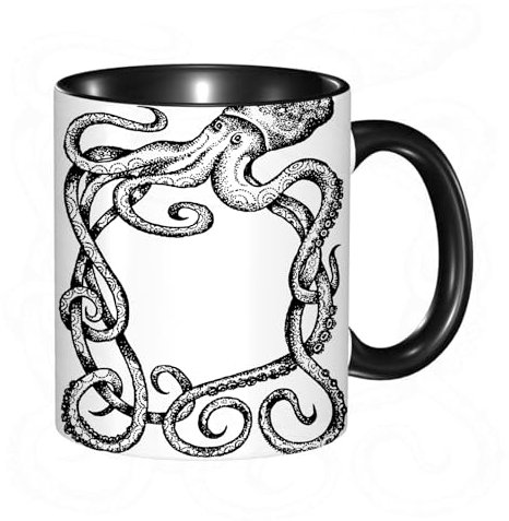 HRRASFAZF Tasse à Café | Tasse Céramique Fine | Cadeau Original | 330ml | Mug avec Anse | Cadeau Original pour Homme et Femme | Décor de pieuvre, pieuvre géante Kraken avec de grandes tentacules, sty