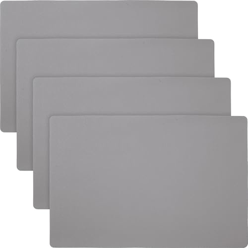 Erwin Müller Tischset, Teller-Untersetzer Lagoa im 4er-Pack in Lederoptik grau Größe 30x45 cm - Schutz vor Flecken und Kratzern