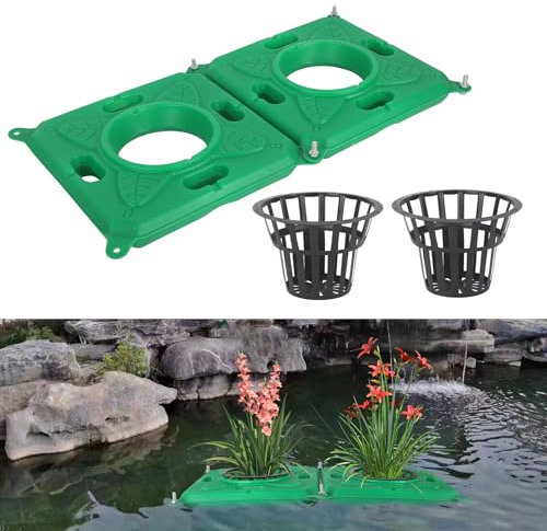TWSOUL Lot de 2 paniers de plantes flottants pour bassin - Île flottante - Pot de fleurs flottant - Île flottante - Plantes de bassin - Pot de fleurs pour jeux d'eau - Décoration d'étangs (carré B, 2