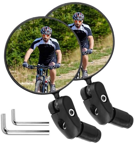 1 Paire de Rétroviseurs de Vélo Convexes en Verre HD de Sécurité, 75cm Rétroviseur Vélo Verre Convexe Incassable Miroir 360° Orientable 180° Inclinable Montage pour 17-22mm Guidon Droit ou Course