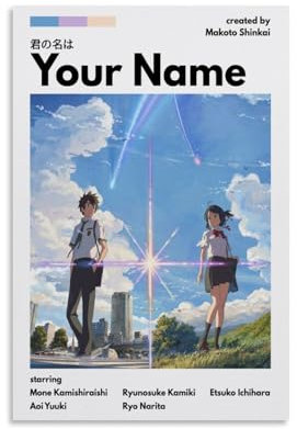 LNJNBOTK Your Name Anime Movies Art Simple Poster Wandkunst Bilddruck Moderne Familienzimmer Dekor 12x18inch(30x45cm)