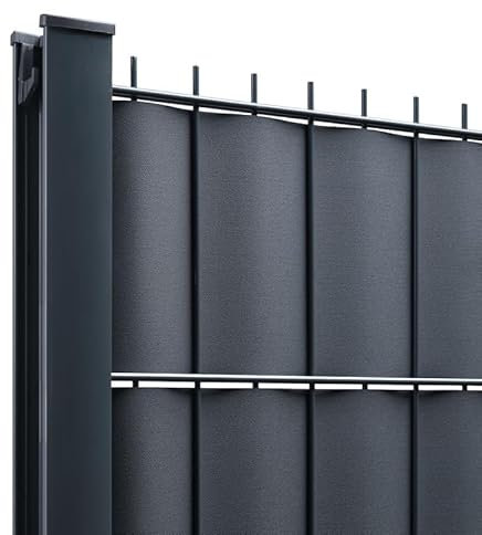 Easy Clôture Kit Lamelles PVC Bande Brise Vue pour Panneau Double Fils - L 2m50 - H 1m23 - Gris Anthracite