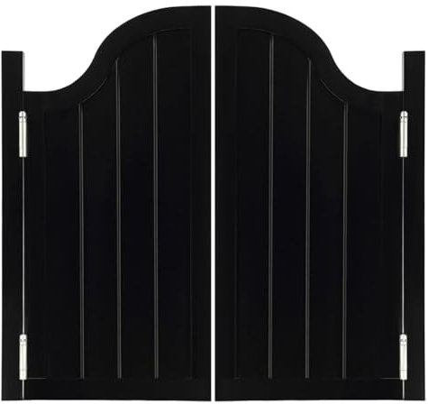 Porte in legno massello a doppia battente, chiusura automatica a 180°, porte interne per saloon con cerniere, per bar, cucina, portico e scale, colore nero (81,3 x 91,4 cm)