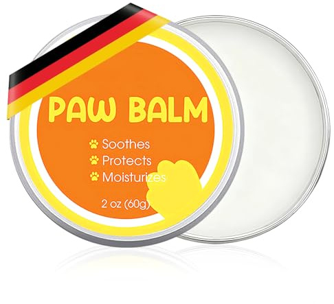 Tpubmity 60g Pfotenbalsam für Hunde, hundepfoten Balsam, Feuchtigkeitscreme für Pfotenballen, Nase und Ellbogen, schützt trockene Hundenasen