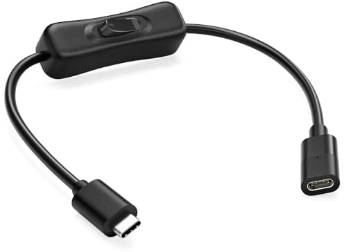 RIITOP USB Type-C Extension Cable with On Off Switch [1ft], USB 3.1 Type-C Male to Female Extension Cable with ON/Off Switch Support Video/Data/PD Charging