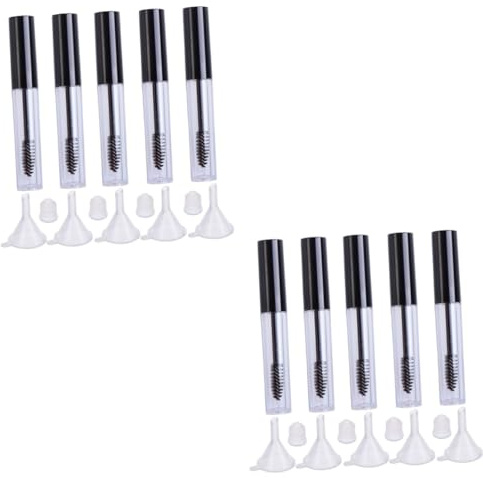Veemoon 10 Stck. Teiliges Leere Mascara Röhren Transparent mit Schwarzem Deckel und Trichtern Nachfüllbare Wimperntusche Behälter für DIY Augencreme für Reisen und Kosmetik