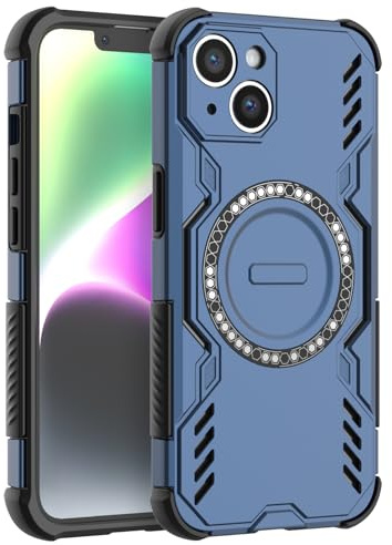 LVVFEI Case for iPhone 14 6.1 Inch, Magnetic iPhone 14 Phone Case with Shockproof, Ventilation Hole Design Magnetic Ring Slim Protective Case Cover - Blue
