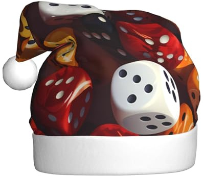 Erwachsene Plüsch Weihnachtsmütze YYHWHJDE Spiele Würfel Set Druck mit weicher Haptik für Weihnachtsfeier