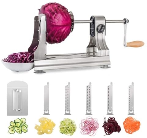 Spiraliseur WellToBe Coupe-légumes Spirale végétale 6 lames Courgette Pâtes et nouilles Spaghetti Spiralizer améliorée Spiraliser Spiral Slicer Maker