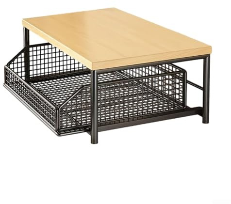 Affidabile carrello da cucina per microonde con struttura in metallo MDF e cestino estraibile per pentole, utensili e oggetti quotidiani (nero)
