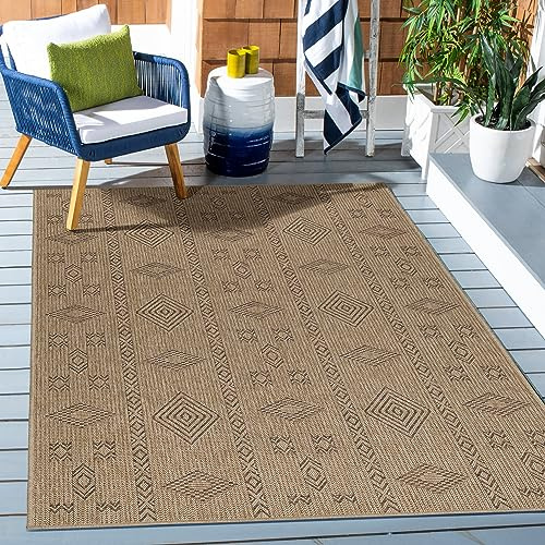 KADIMA DESIGN Outdoorteppich Wetterfest Used-Look Zeitlos UV-Beständig Waschbar Strapazierfähig Hochwertig Schwarz 140x200 cm Küche Terrasse Balkon Flur Schadstoffgeprüft | Jungfrau