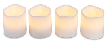 HEITMANN DECO 4er Set LED-Kerzen - Echtwachs-Kerzen mit Timer - weiß - Advenskerzen - für innen - batteriebetrieben, 6,5 x 6,5 x 6,5 cm