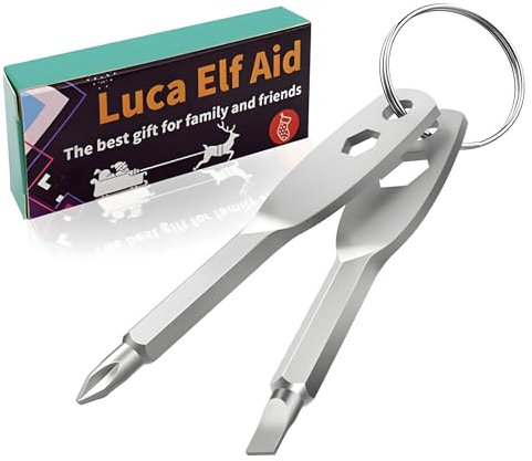 Luca Elf Aid Edc Outdoor Portable Keychain Screwdrivers Tool, Flat Head Screwdriver Phillips Screwdriver Keychain Hand Tool, Nut Driver Tool Set Christmas Gift key chain size White