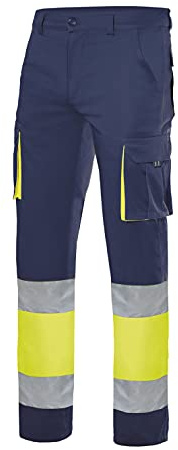 Velilla 303002S Stretchhose zweifarbig, Multi-Tasche, Marineblau und Fluorgelb, Größe 3XL