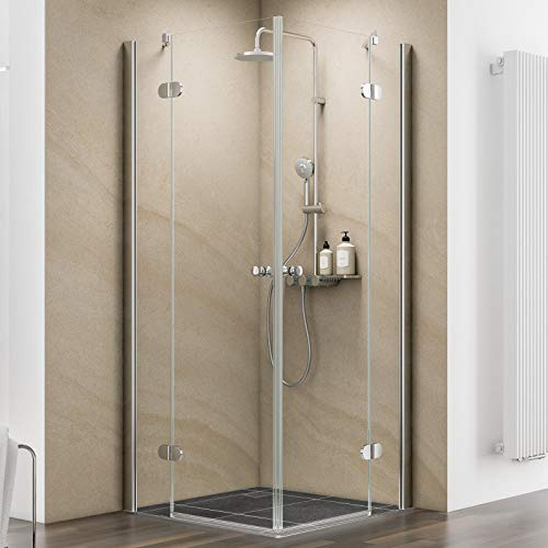 Schulte Duschkabine MasterClass Eckeinstieg, 100 x 100 cm, 6 mm Sicherheitsglas klar hell fixil beschichtet, chromoptik, ExpressPlus, EP702419 41 500 02 32 01