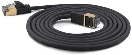 wantecWire Extra dünnes Patchkabel CAT.7 Kabel, CAT.6 Stecker SSTP geschirmt, Länge 7 m, schwarz