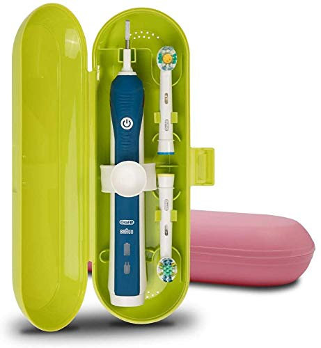Reiseetui für elektrische Zahnbürsten von Oral-B Pro Serie, 2 Packungen (Grün und Rosa)