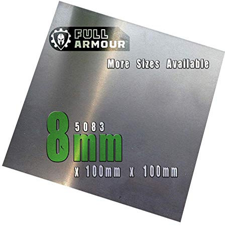 Placa de aluminio de 8mm (5083), 100mm x 100mm (10cm x 10cm)