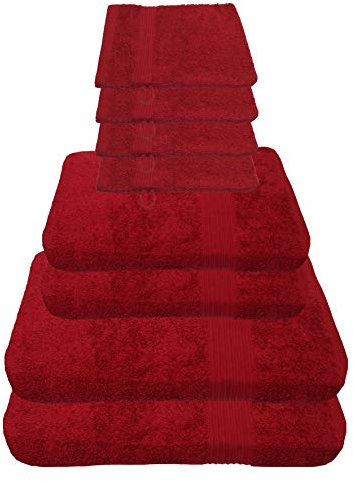 Julie Julsen 8 TLG Handtuchset 2 Badetücher 2 Handtücher 4 Waschhandschuhe Reine Baumwolle über 30 Farben Bordeaux