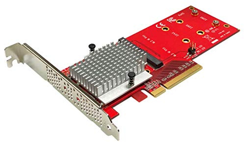 Ableconn PEXM2-130 Dual M.2 PCIe NVMe SSD Adapter Card - PCI Express 3.0 x8 / x16 Support 2X M.2 NGFF (M-Key) PCIe NVMe SSD for Mac & PC (ASMedia ASM2824 Switch) - PCIe NVMe Adapter Dual