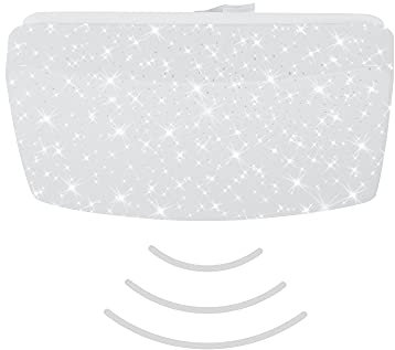 TELEFUNKEN - LED Deckenleuchte Deckenlampe mit Sternenhimmel Effekt, inkl. Bewegungsmelder, Tageslichtsensor, 12W, 270x270x76mm (LxBxH)