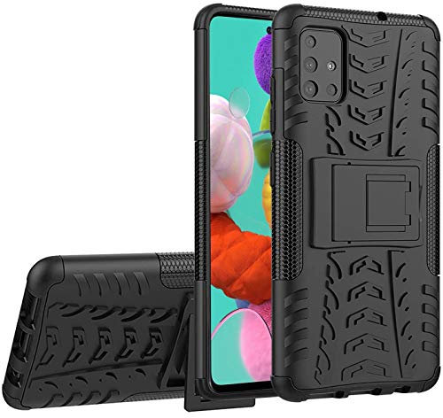 Verco Schutzhülle für Samsung Galaxy A51 Hülle, Armor Outdoor Handyhülle für Galaxy A51 Case Panzer Hardcase [Cover geeignet für Baustelle], Schwarz