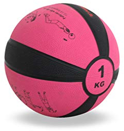 TrainHard Medizinball 1kg bis12 kg, Gummi Gewichtsball in 10 Farbig, Professionelle Gymnastikball für Krafttraining, Crossfit und Fitness (1 KG - Rosarot)
