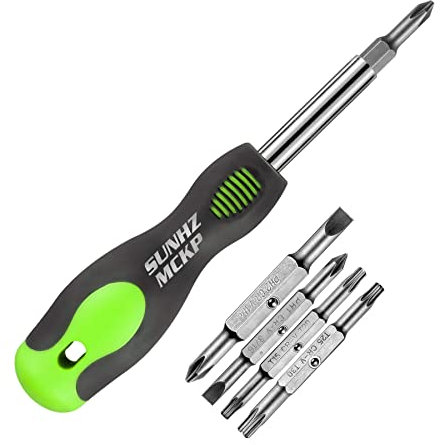 PH2 Phillips Magnetic Screwdriver, 4.5 Inch 1/4 Mini Ratchet Wrench, PH2 Screwdriver Bits with 1/4-Inch Drive High Torque Offset Reversible Mini Ratcheting Offset Screwdriver