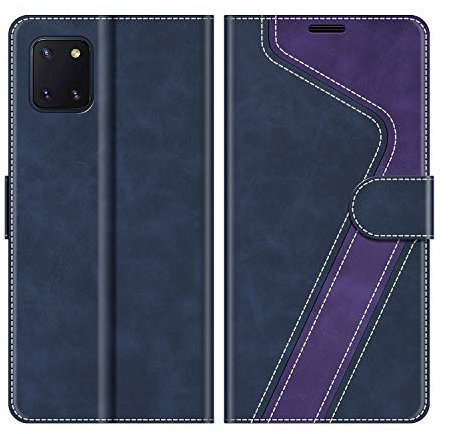 MOBESV Hülle für Samsung Galaxy Note 10 Lite Handyhülle, Lederhülle mit Kartenfach, Klapphülle mit Ständer, Flip Case Handytasche Schutzhülle, Dunkelblau/Violett