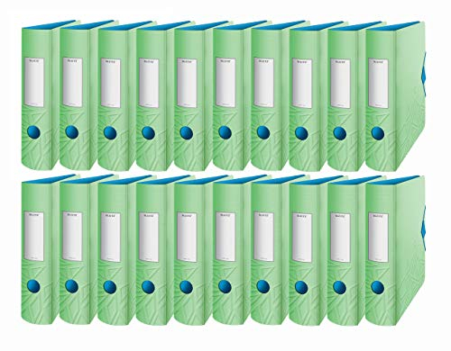 Leitz Qualitäts-Ordner 180° Active Urban Chic, A4, abgerundeter Rücken mit 82 cm Breite, Gummizugverschluss, leichter Polyfoam (grün, 20 Ordner/82 mm)