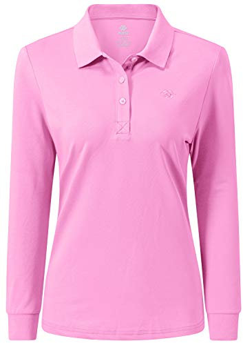 AjezMax Femme Polo Coton Shirt Manches Courtes Travail Sport Polo Hiver Respirant T-Shirt Rose «X-Large»