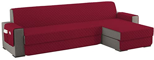 sevi's Sofabezug L Form 300cm Wasserdicht, Sofa überzug Ecksofa Reversibel Kratzfest Fleckenresistent - Sofa Cover für Katzen und Hunden - Rotwein