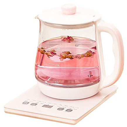 HODAGES Electric Kettle, 1.8L Glass Electric Tea Kettle with Strainer,Cordless Kettle with Temperature Control,Auto Shut-Off and Boil-Dry Protection, 800W / Pink (Pink)