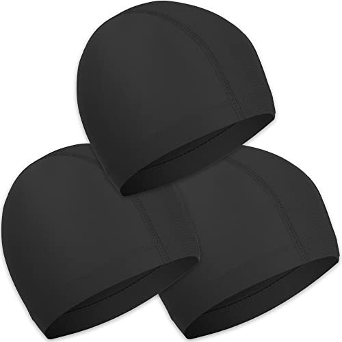 Cuffia Piscina Tessuto Adolto Bambini 3 pezzi Cuffie Nuoto per Uomo Donna Super Elastica e Leggera (nero)