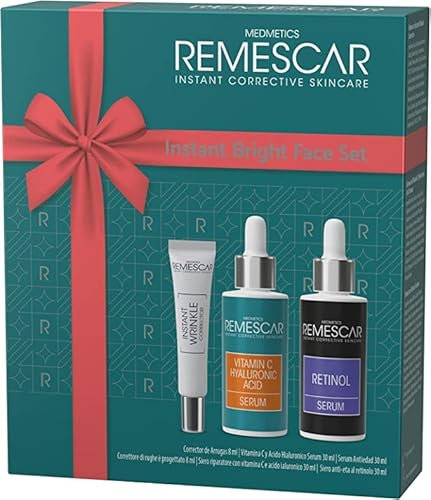 Remescar Instant Wrinkle Kit – Sofortige Faltenkorrektur 8 ml Vitamin C Hyaluronsäure Gesichtsserum 30 ml & Retinol Anti-Aging Serum 30 ml - Vitamin C & Hyaluron Serum Gesicht - Faltencreme Damen