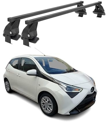 Menabo Dachträger Querstäbe kompatibel mit Toyota Aygo II 2014-2021 Dachgepäckträger Dachgepäckträger Dachgepäckträger Dachstück Stahl 2X Dachträger Tragkraft 50kg