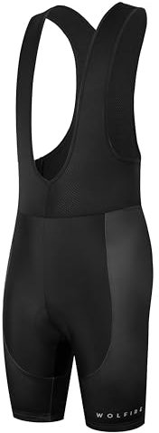 WOLFIRE WF Pantaloncini Ciclismo Uomo - Salopette con Fondello Gel 20D, Tessuto Poliestere. Abbigliamento MTB e Strada. Accessori Bici. Pantaloni Bici.