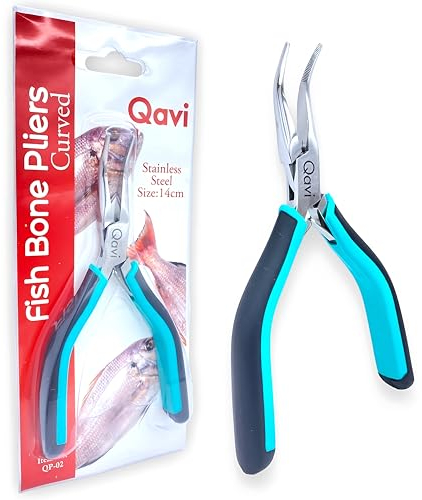 Fish Bone Pliers/Tweezers Curved, High Grade Stainless Steel Polished (14cm)