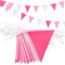 Lot de 52 fanions triangulaires réutilisables en tissu polyester pour intérieur ou extérieur, 20 m, 3 couleurs, rose, blanc, rose, 16 x 22 cm, décorations de fête d'anniversaire