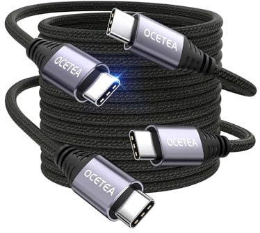 Ocetea USB C auf USB C Kabel [2Stück 3M], 60W USB C Ladekabel 20V/3A USB C PD Schnellladekabel Kompatibel mit iPhone 16 15 Pro Max, MacBook Pro Air, iPad Pro Air, Galaxy S24 S23, Pixel