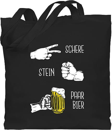 Baumwolltasche - & Alkohol Herren - Schnick Schnack Schluck I Saufen I Schere Stein Papier I JGA Trinksprüche Malle I Biergeschenke lustig I Alkoholliebe I Party I Trink Spruch - Unisize - Schwarz
