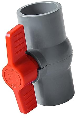 MagiDeal Robinet à tournant sphérique en PVC, poignée en T compacte bidirectionnelle, vanne d'arrêt d'eau, raccord de tuyau droit pour tuyaux d'égout de, gris 40mm