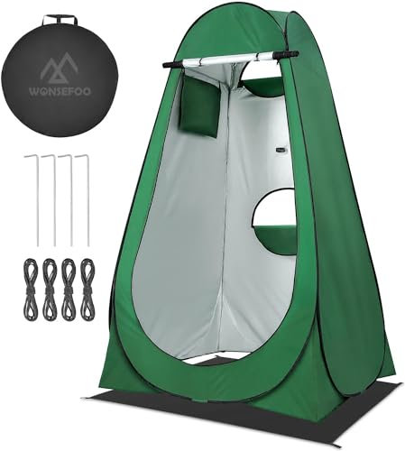 WONSEFOO Tente de douche pop-up portable pour toilettes privées | Protection UV et résistance à l'eau | Design pop-up pliable | 4 personnes | Camping et randonnée