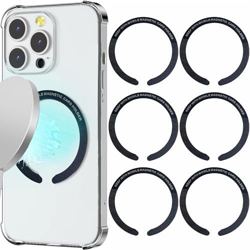 YIANERM 6 PCS Metal Ring Sticker, Universal Wireless Charging Phone Car Mount Conversion Kit for Universal Magnetic Adapter Ring Sticker black